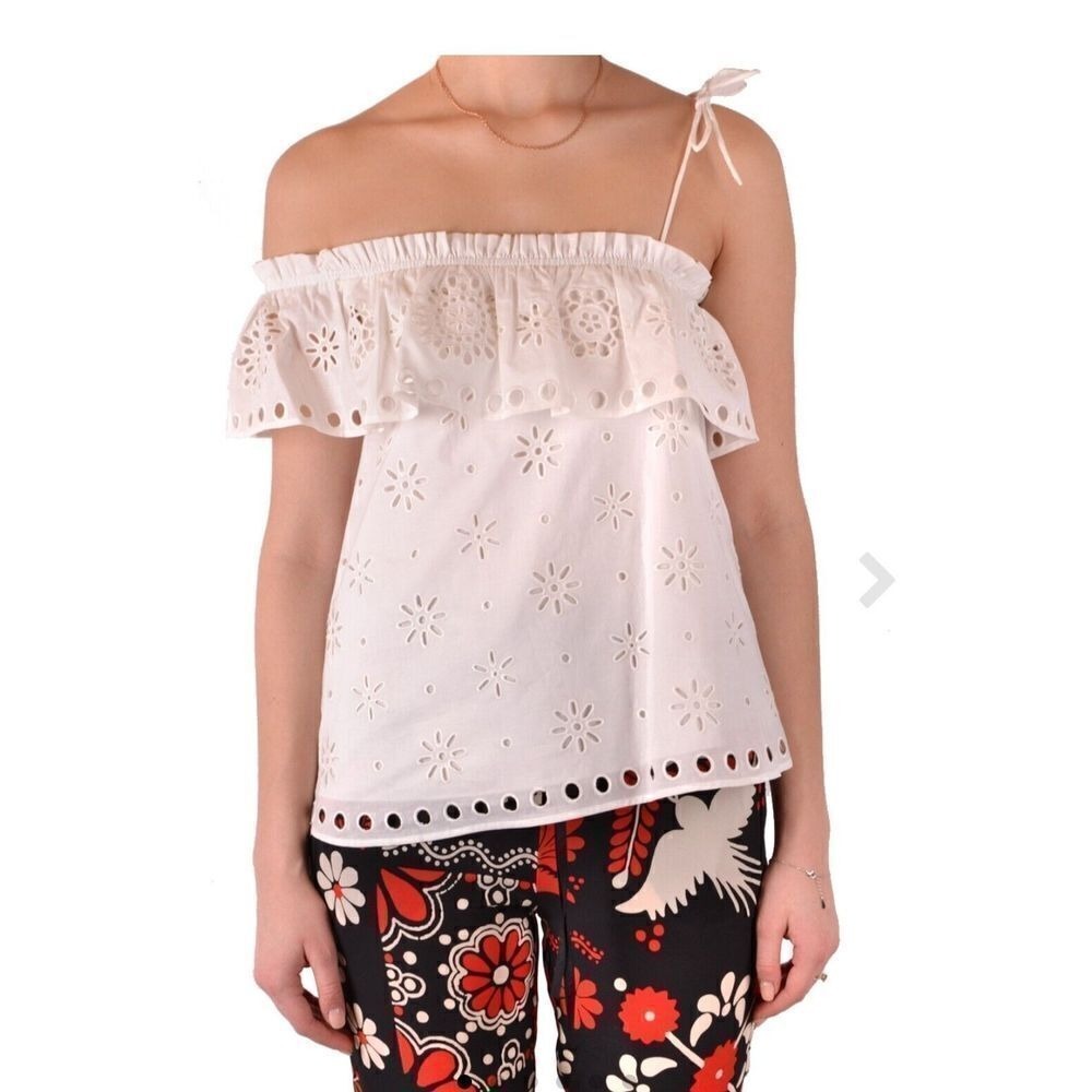 NEW!‎ Red Valentino Ruffled Broderie Anglaise Cotton Top White US Sz 2-4 $770